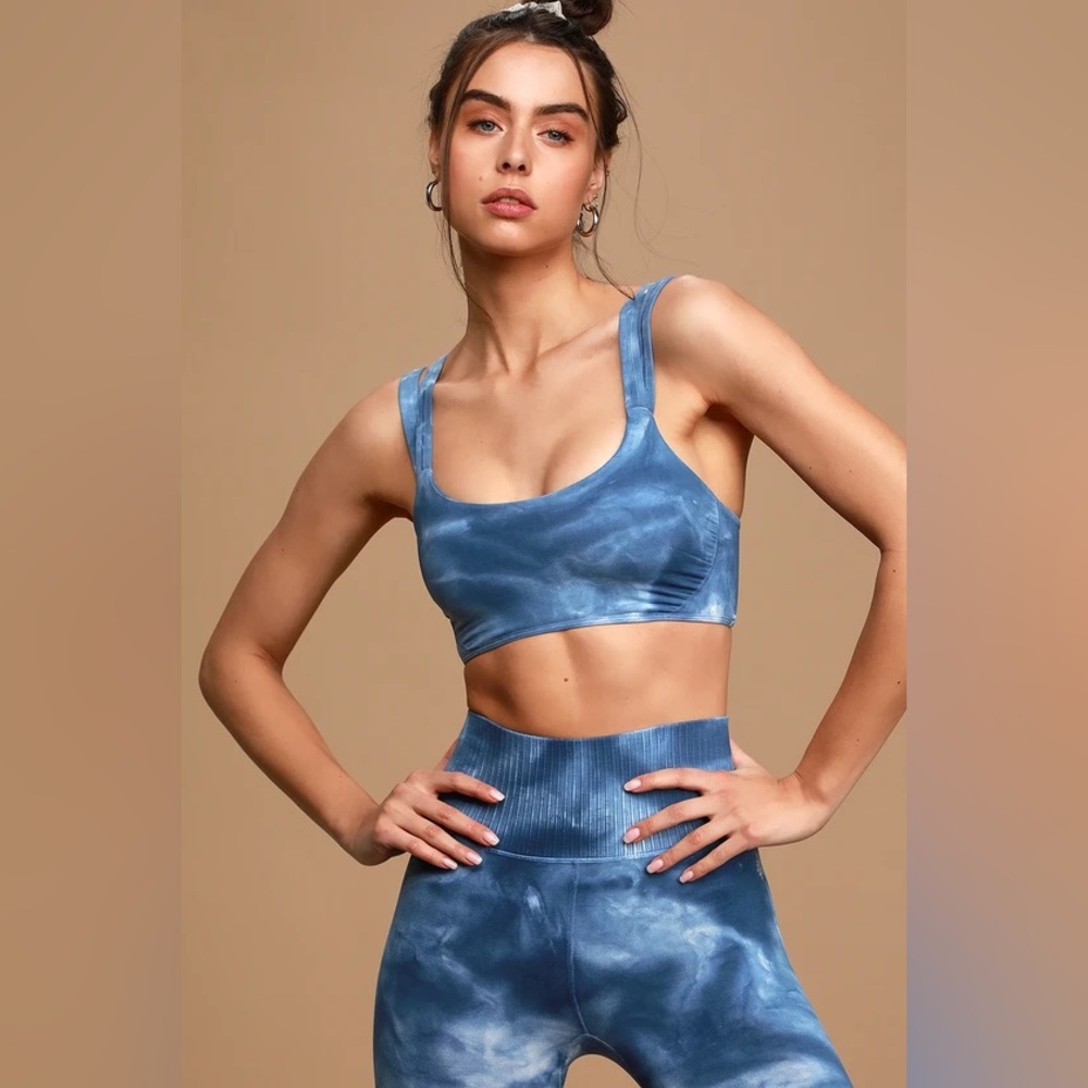 Free People Movement Blue On the Radar Tie Dye Sports Bra